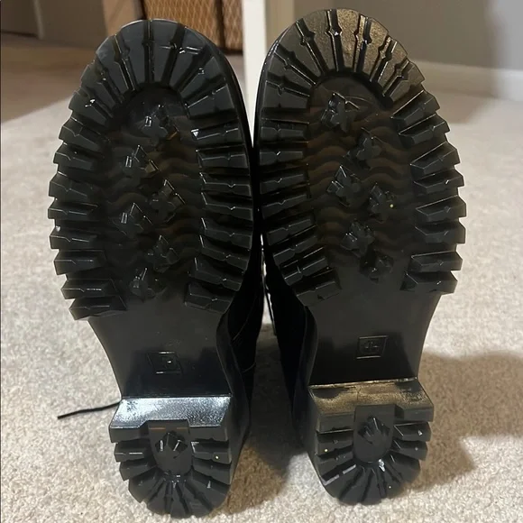 Dr. Martens Black Combat Boots with Yellow Stitching - Picture 4 of 5